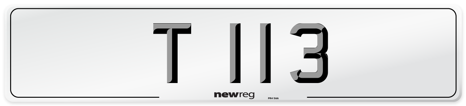 T 113 Number Plate from New Reg